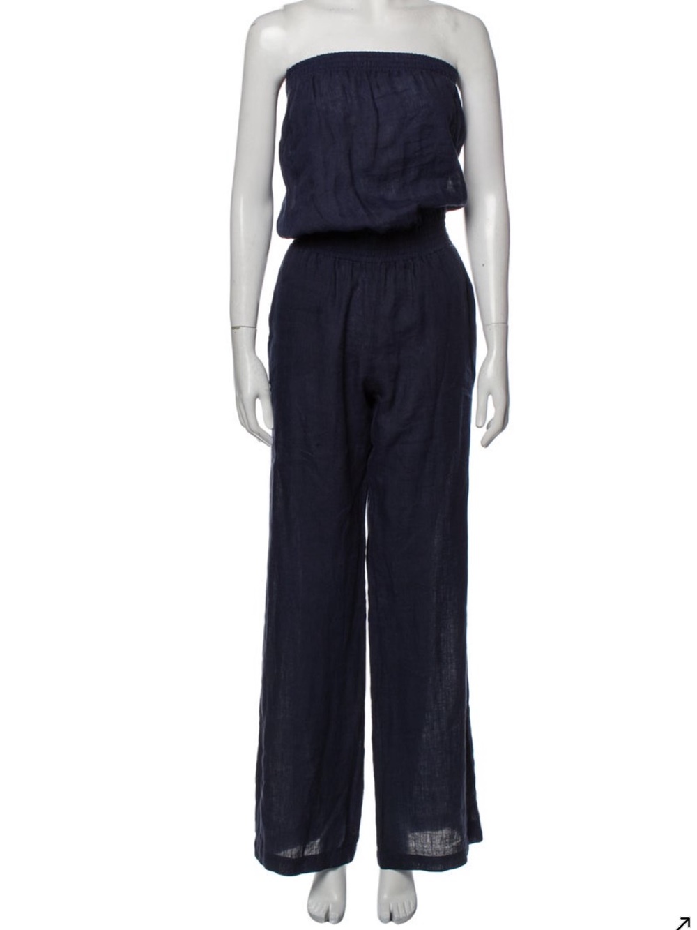 Soft Joie Strapless Navy Wide-Leg linen Jumpsuit